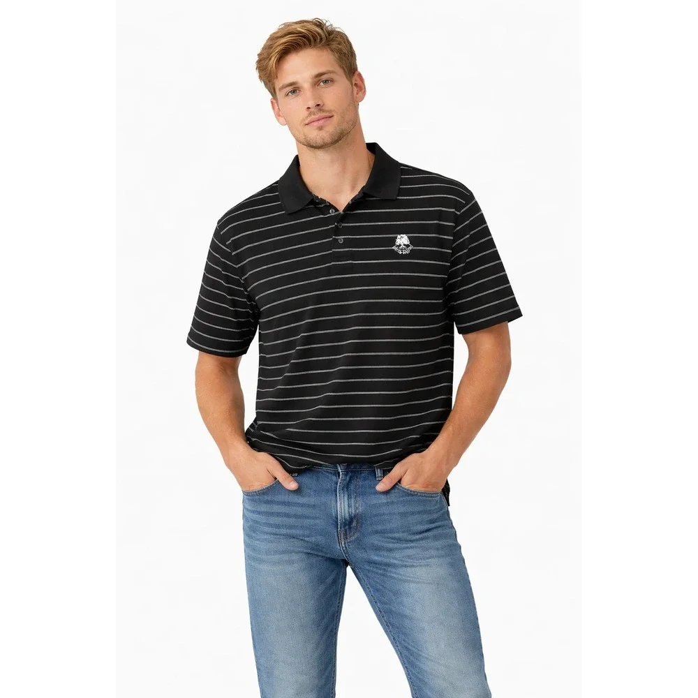 Polo Ralph Lauren Mens XL Black White Striped Golf Collar Shirt XL John's Island